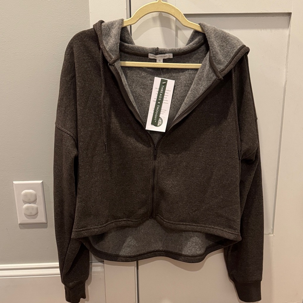 Threads 4 Thought Chocolate Cropped Zip-Up Jacket